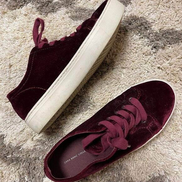 Zara velvet red sneakers - Picture 3 of 6